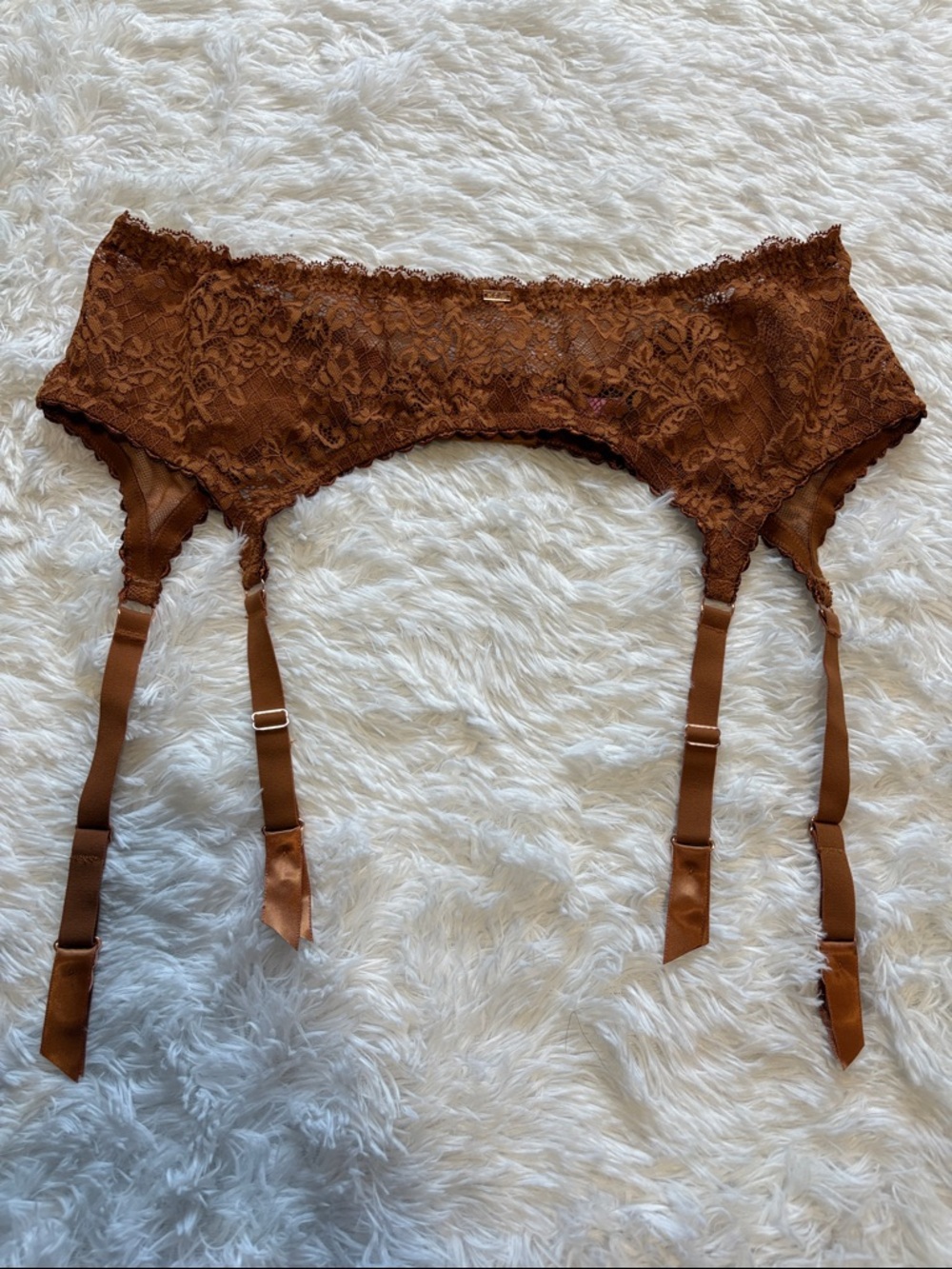 Love Vera Like New Brown Lace Garter Lingerie Belt Size 1X/2X
